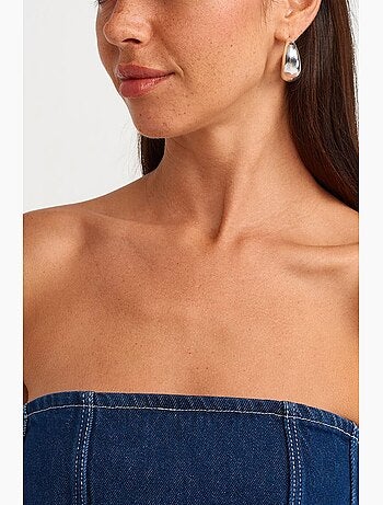 Robe courte en denim sans bretelles avec ceinture dilvin