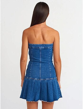 Robe courte en denim sans bretelles, coupe ajustée dilvin