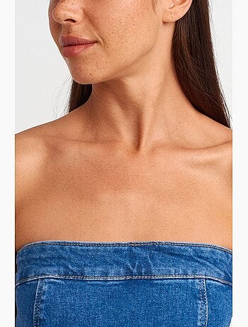 Robe courte en denim sans bretelles, coupe ajustée dilvin
