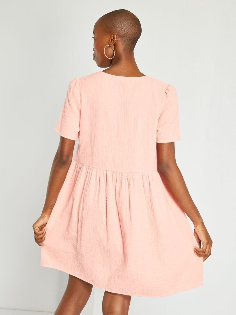 Robe Courte En Gaze De Coton Rose Kiabi