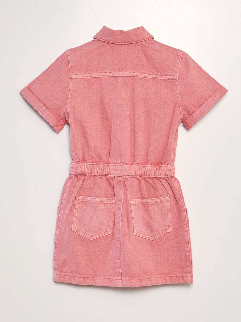 Robe courte en jean à taille élastiquée rose - Kiabi