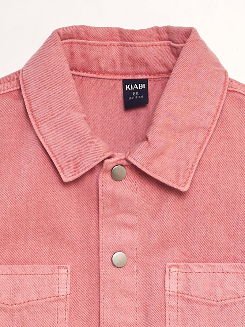 Robe courte en jean à taille élastiquée rose - Kiabi