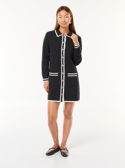 Robe courte en maille avec ouverture boutonnée - Kiabi