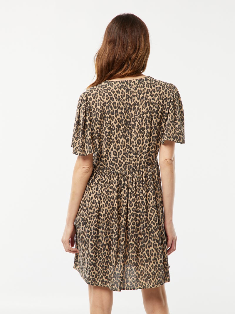 Robe courte en maille crêpée BEIGE - Kiabi