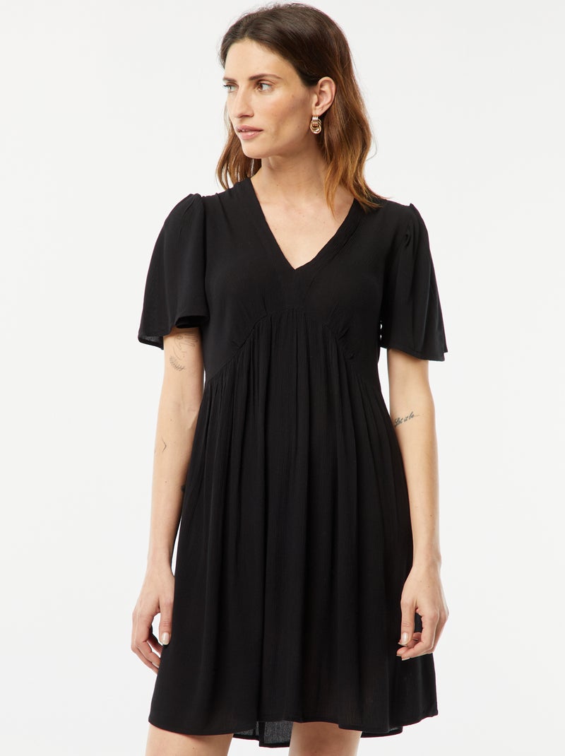 Robe courte en maille crêpée noir - Kiabi