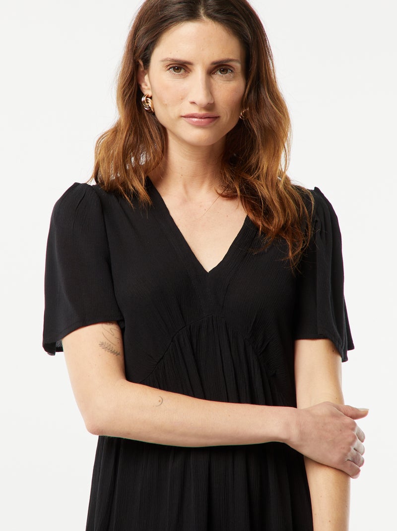 Robe courte en maille crêpée noir - Kiabi