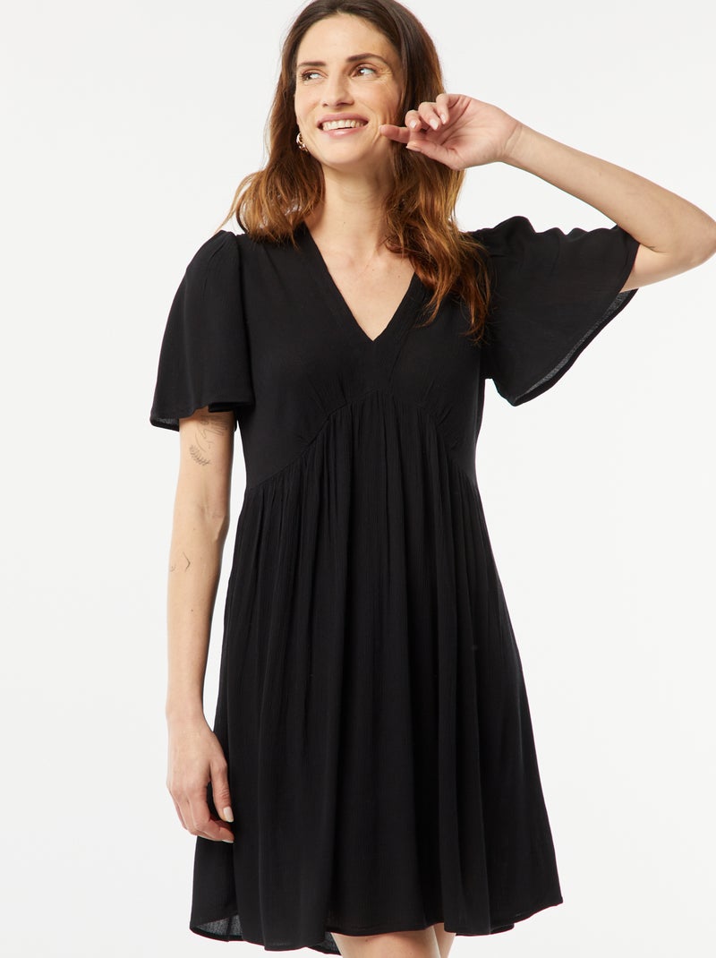 Robe courte en maille crêpée noir - Kiabi