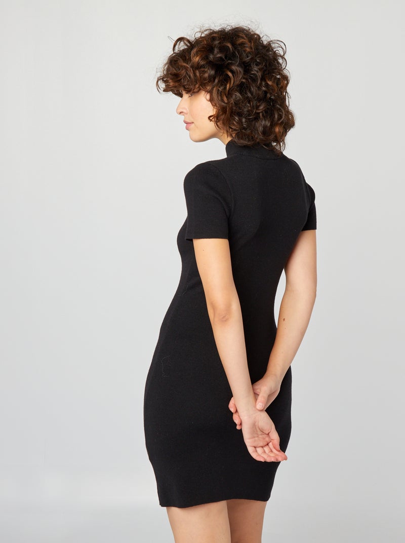 Robe courte en maille noir - Kiabi
