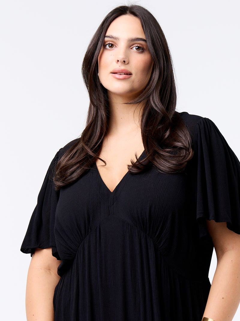 Robe courte en matière crêpée Noir - Kiabi