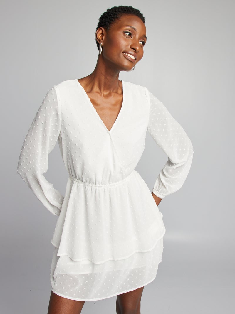 Robe courte en plumetis blanc - Kiabi