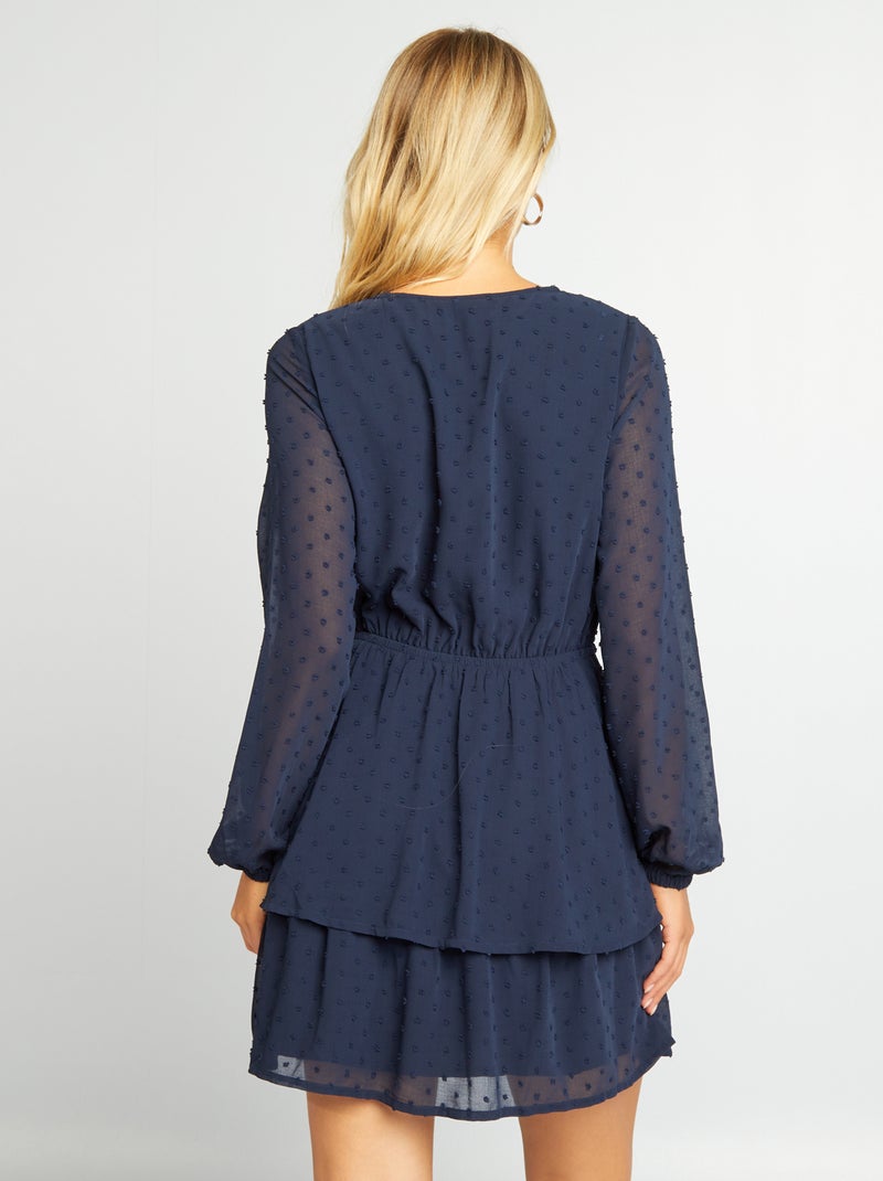 Robe courte en plumetis Bleu marine - Kiabi