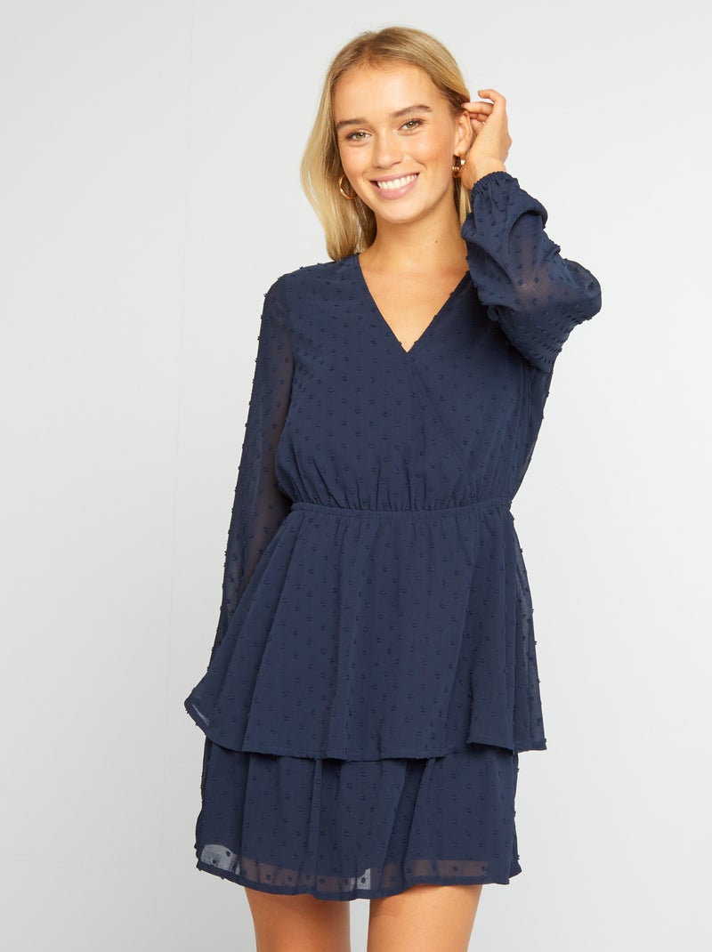 Robe courte en plumetis Bleu marine - Kiabi
