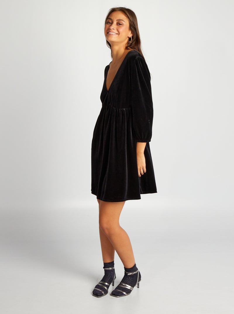 Robe courte en velours noir - Kiabi