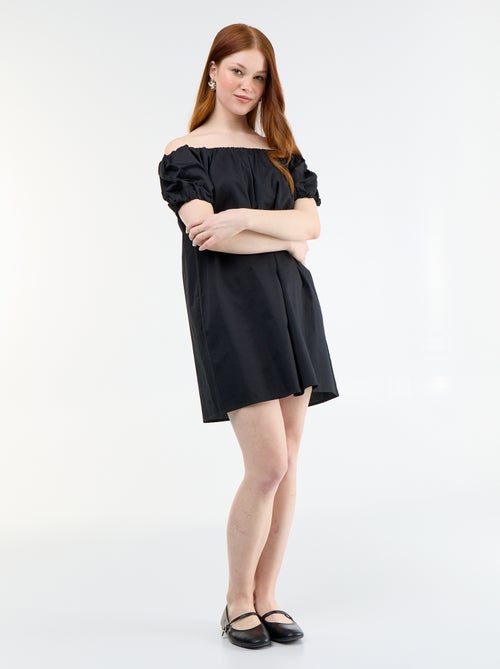 Robe courte et manches courtes avec col bardot - Kiabi