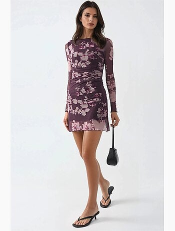 Robe courte fleurie à manches longues busem