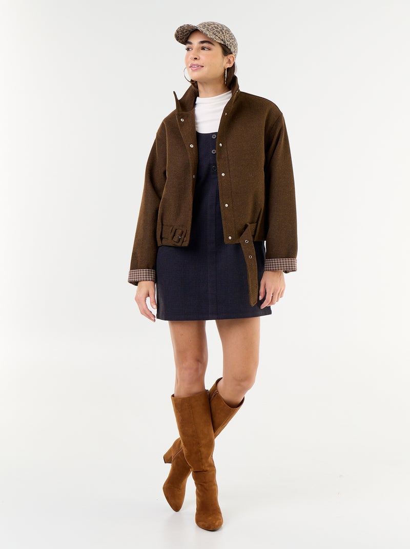 Robe courte forme chasuble Marron - Kiabi