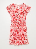 Robe courte imprimée et volantée Rouge - Kiabi