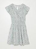 Robe courte imprimée et volantée Vert - Kiabi
