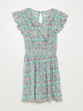 Robe courte imprimée et volantée Verte/Rose - Kiabi