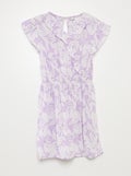 Robe courte imprimée et volantée Violet - Kiabi
