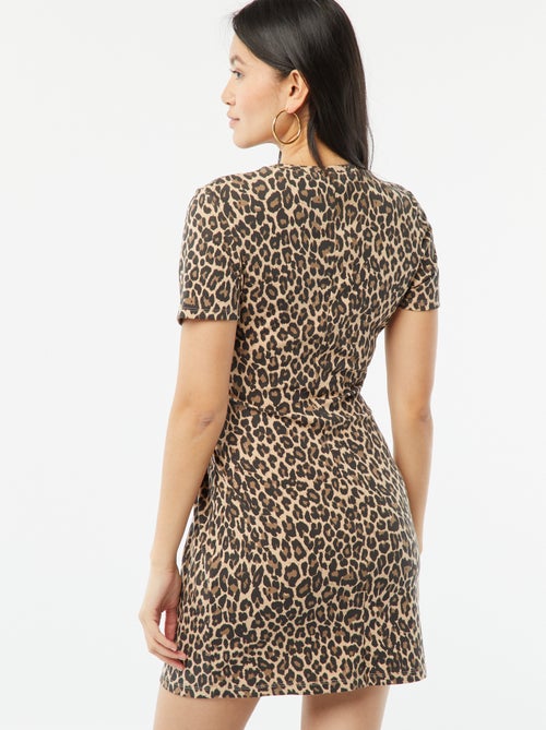 Robe courte manches courtes avec effet drapé - Kiabi