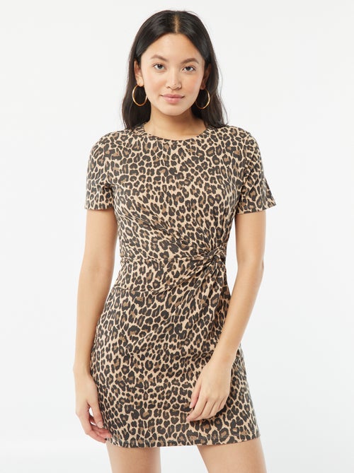 Robe courte manches courtes avec effet drapé - Kiabi