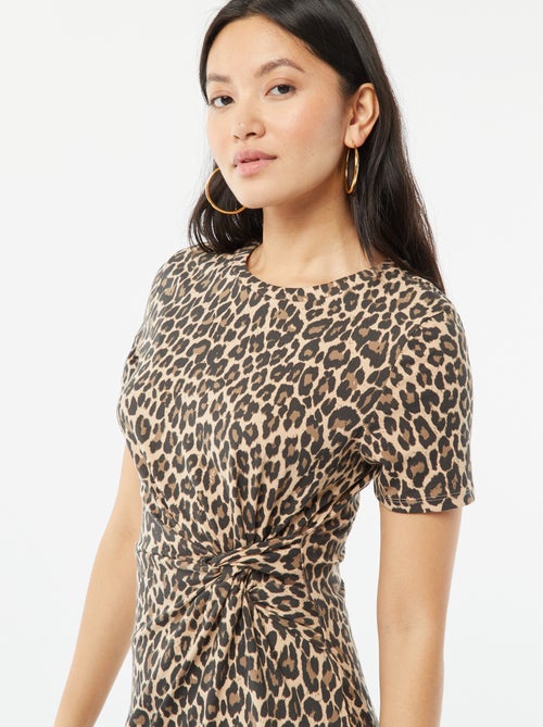 Robe courte manches courtes avec effet drapé - Kiabi