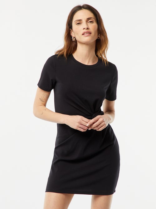 Robe courte manches courtes avec effet drapé - Kiabi