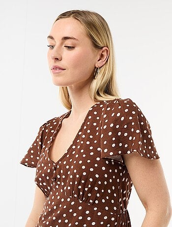 Robe courte manches papillons en coton et lin