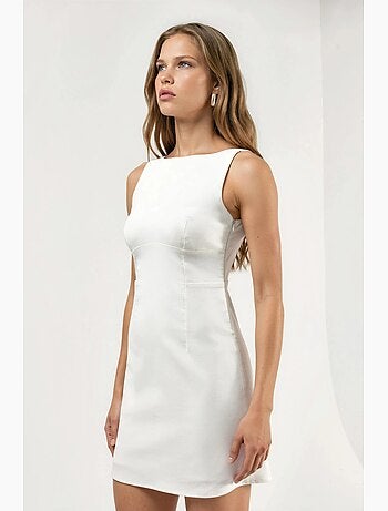 Robe courte moulante à col rond hiccup