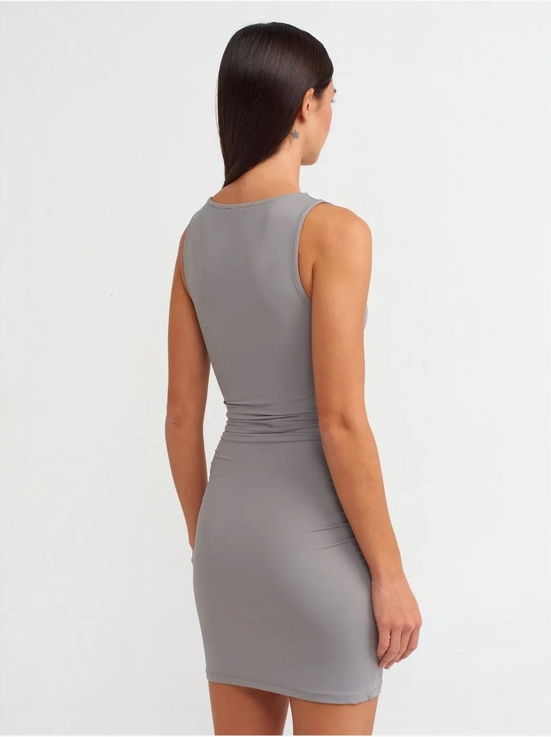 Robe courte moulante avec drapé dilvin Gris - Kiabi