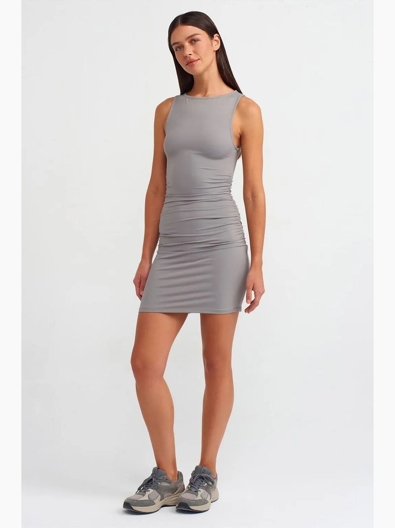 Robe courte moulante avec drapé dilvin Gris - Kiabi