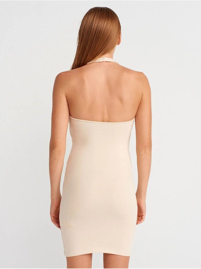 Robe courte moulante côtelée dilvin Beige naturel - Kiabi