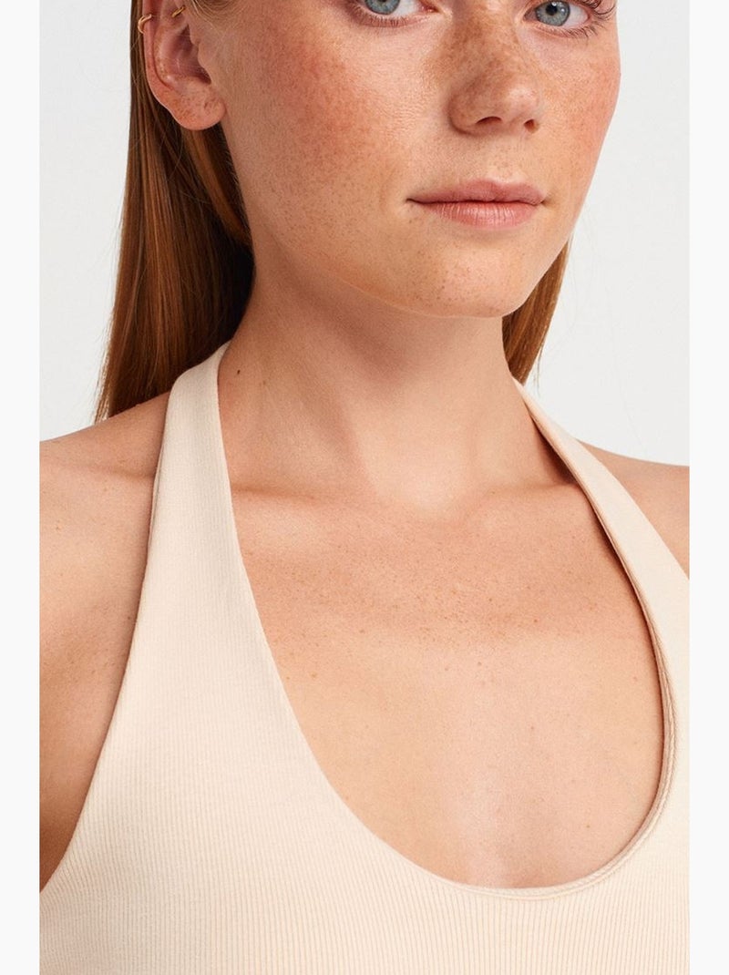 Robe courte moulante côtelée dilvin Beige naturel - Kiabi