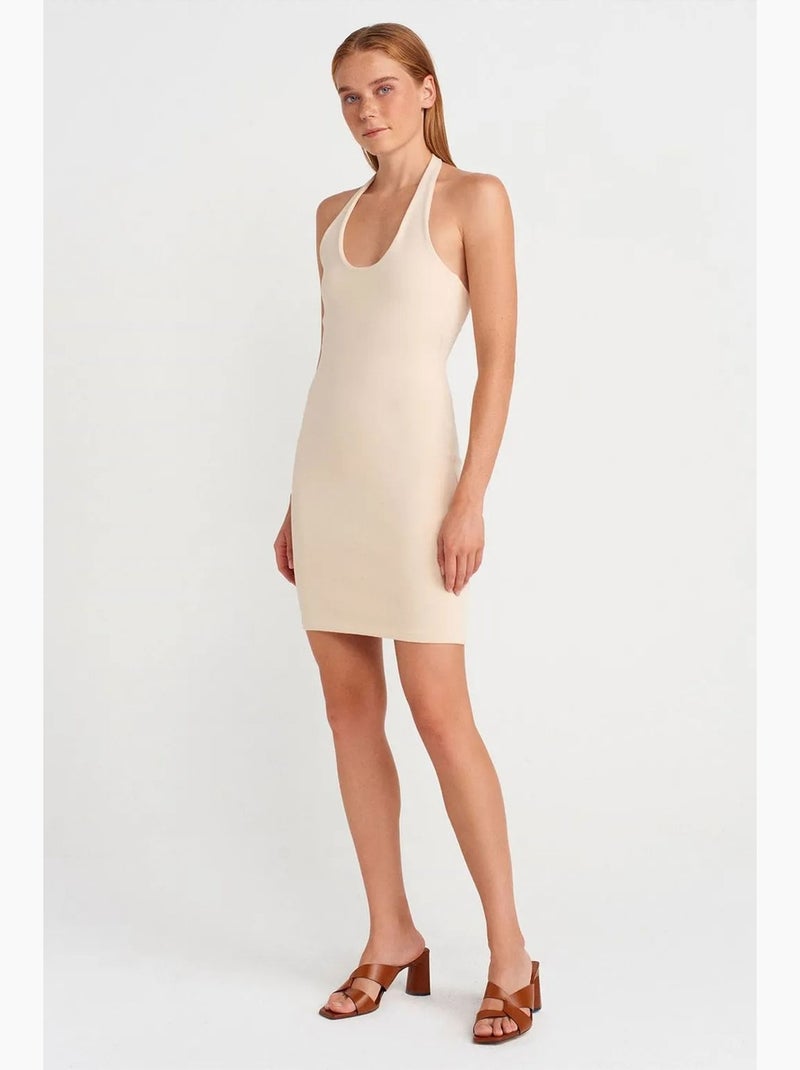 Robe courte moulante côtelée dilvin Beige naturel - Kiabi
