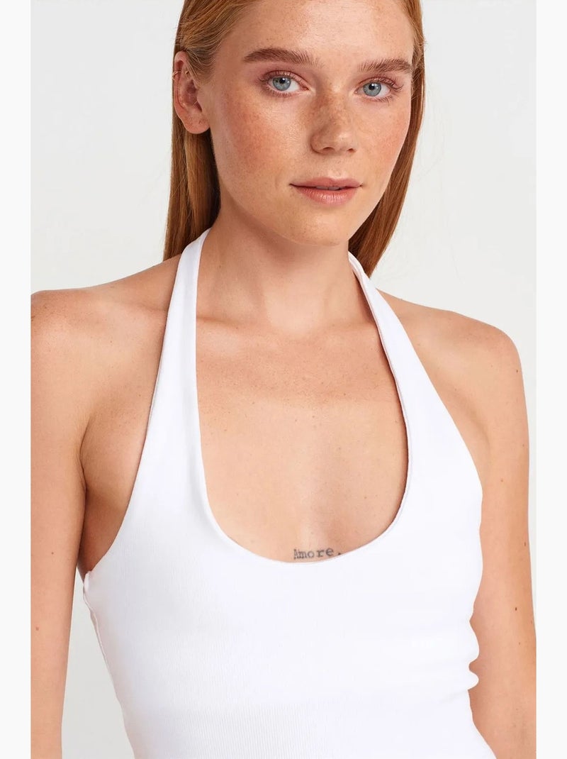 Robe courte moulante côtelée dilvin Blanc - Kiabi