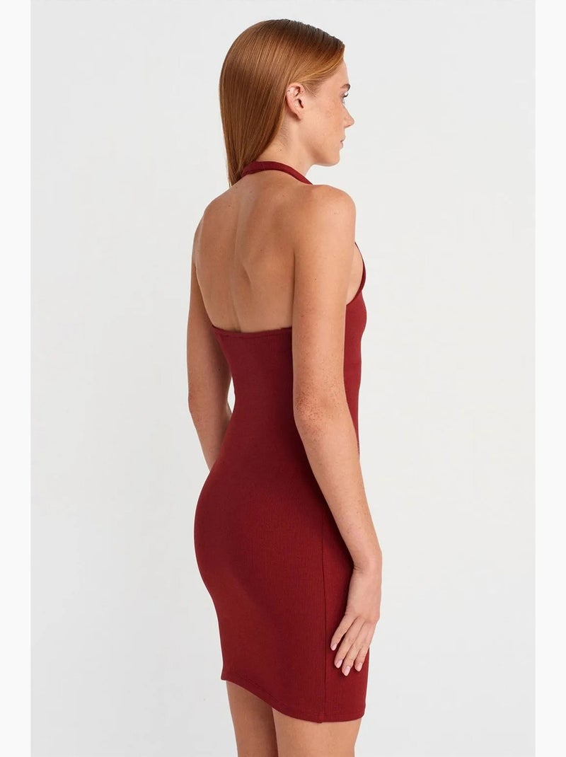 Robe courte moulante côtelée dilvin Rouge bordeaux - Kiabi