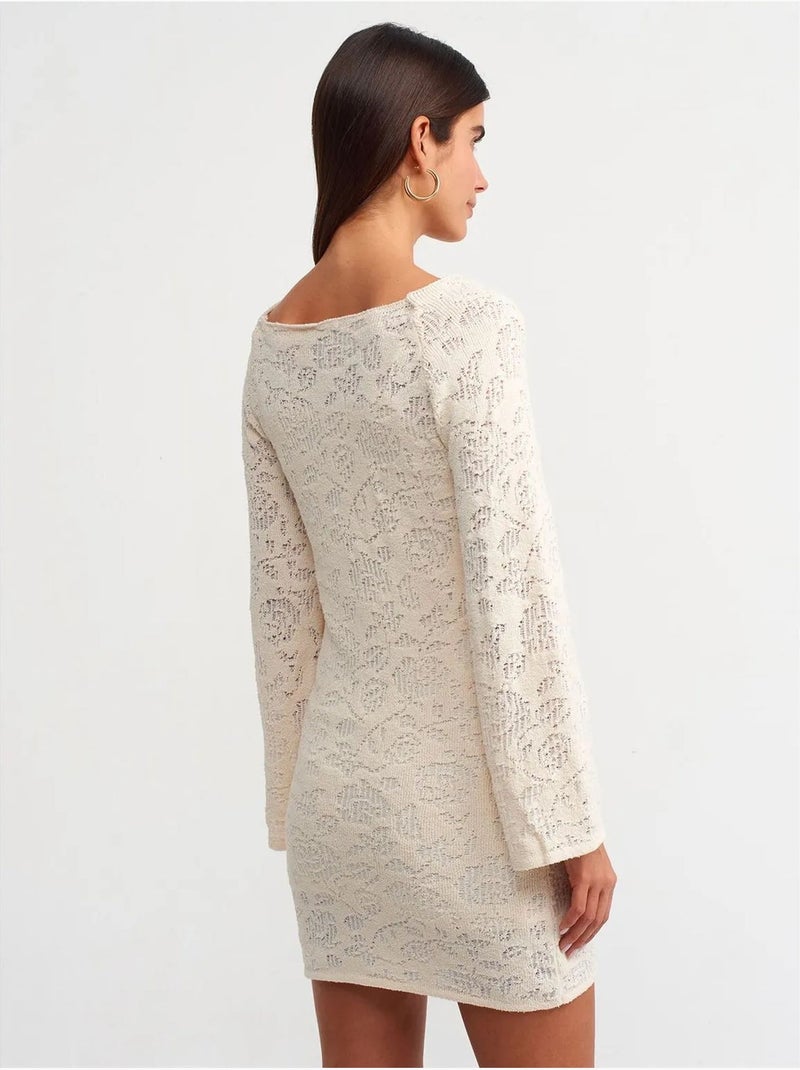 Robe courte moulante en dentelle dilvin Ivoire - Kiabi