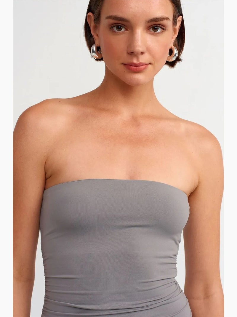 Robe courte moulante sans bretelles dilvin Gris - Kiabi
