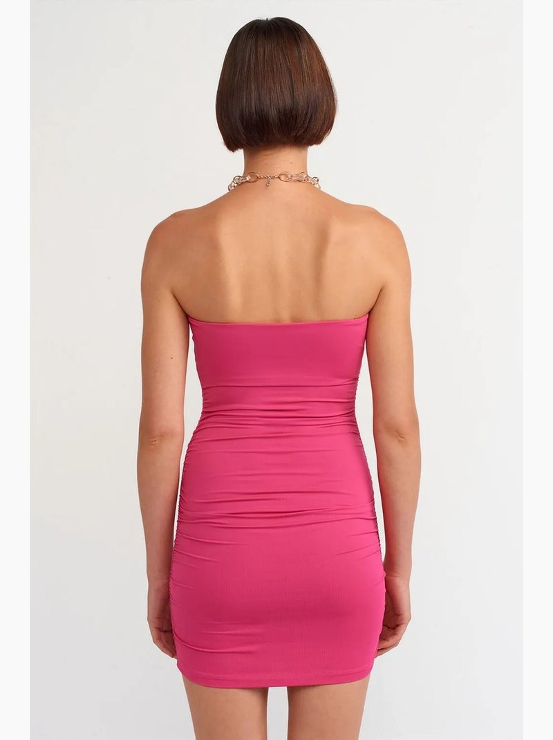 Robe courte moulante sans bretelles dilvin Rose fluo/Solinotes - Kiabi