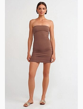 Robe courte moulante sans bretelles dilvin