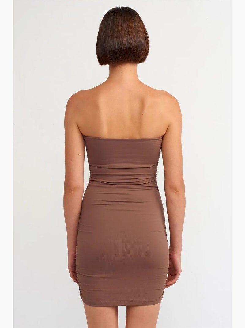 Robe courte moulante sans bretelles dilvin Taupe - Kiabi