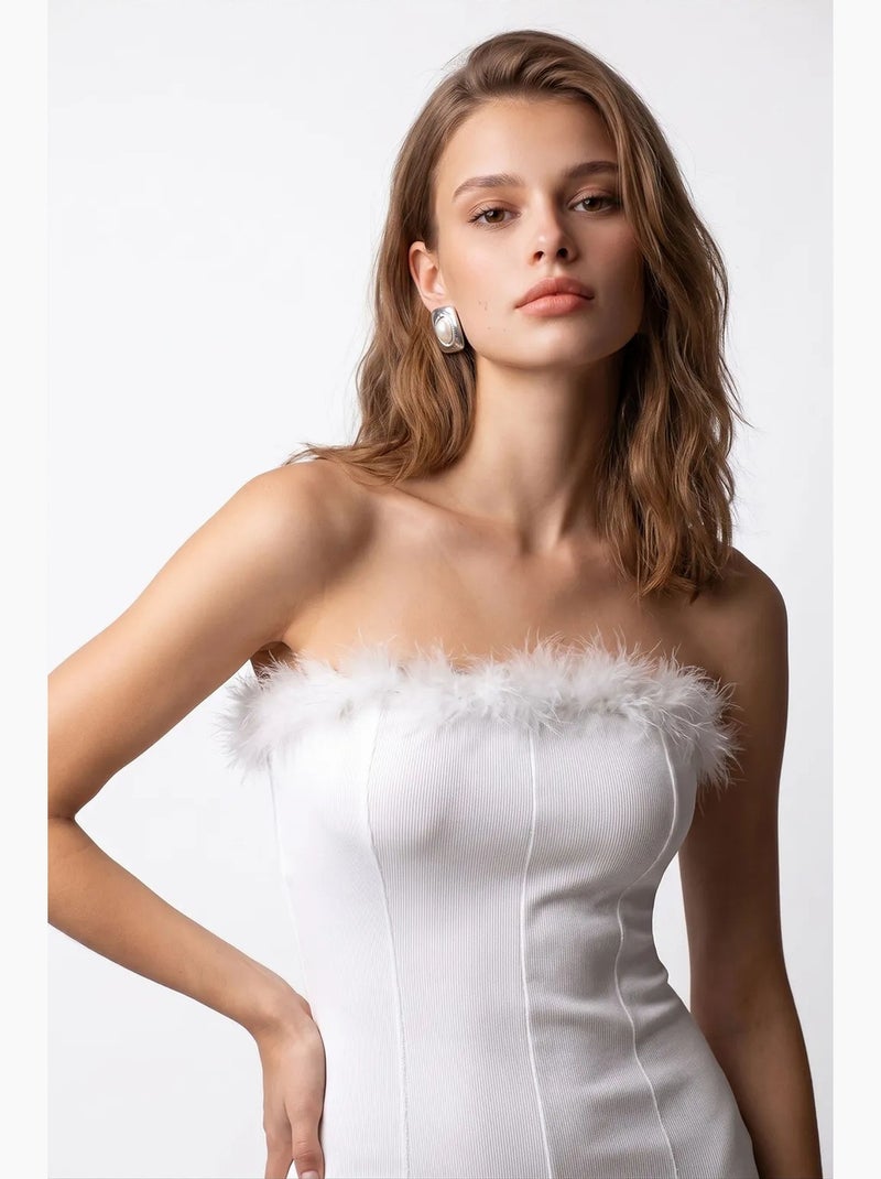 Robe courte moulante sans bretelles pour femme mixray Blanc - Kiabi