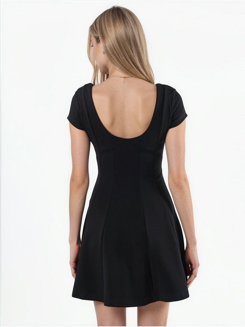 Robe courte patineuse à encolure en u busem Noir - Kiabi