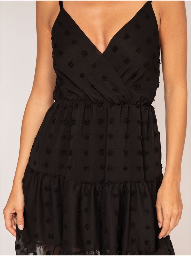 Robe courte plumetis IPEKA Noir - Kiabi