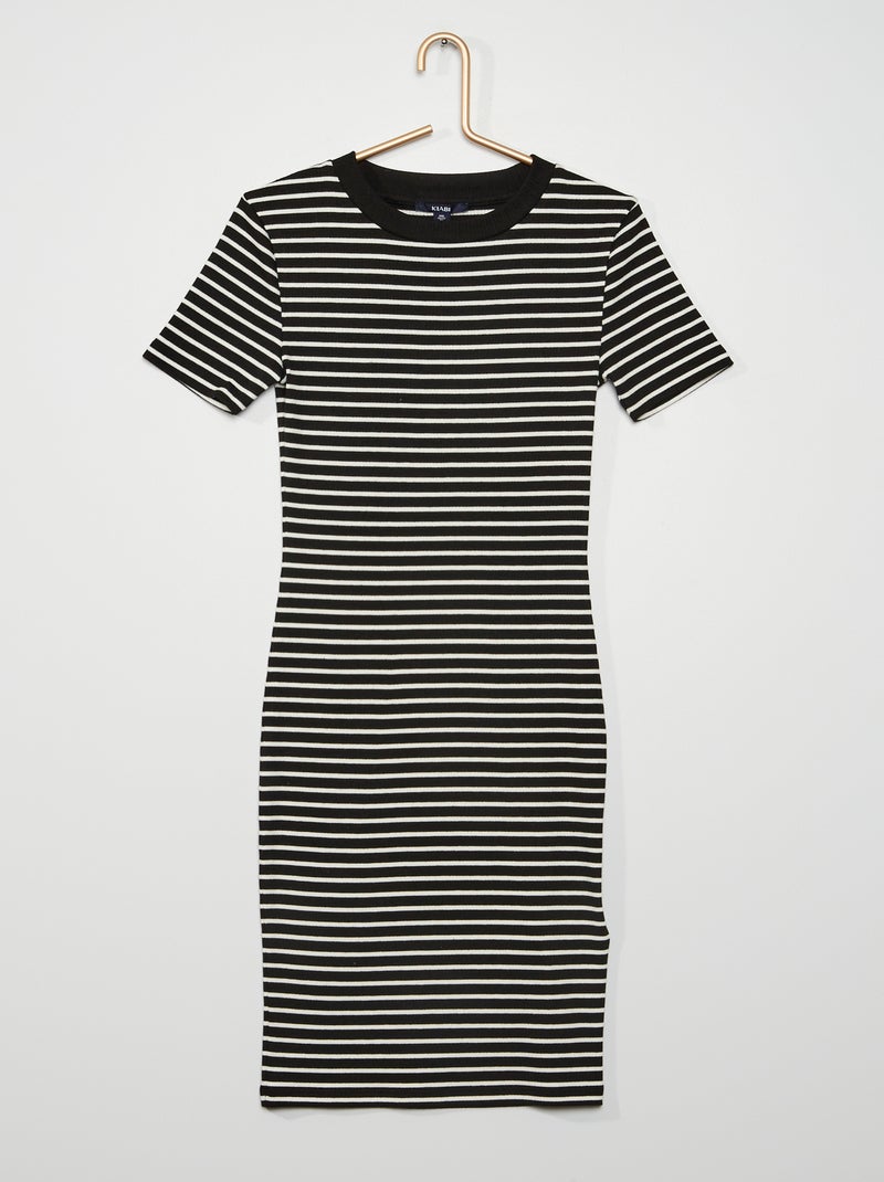 Robe courte rayée noir - Kiabi