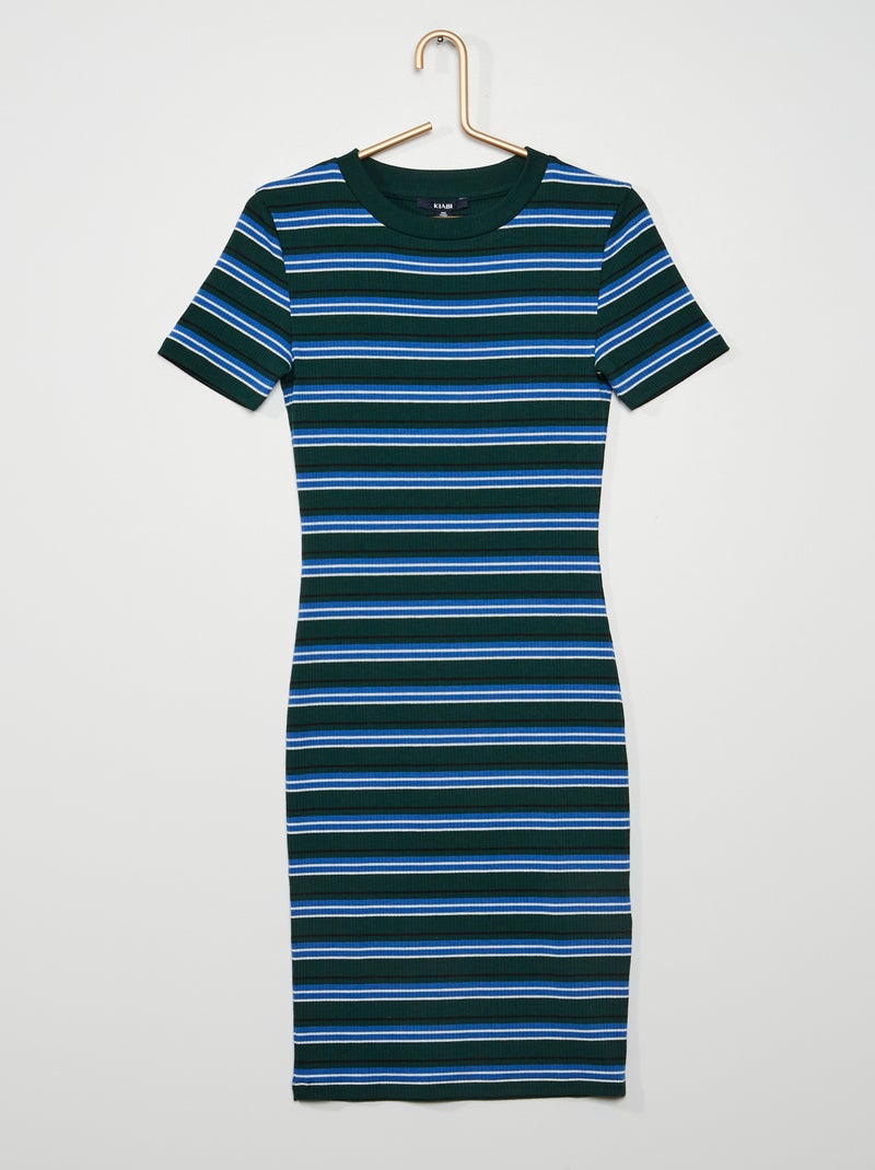 Robe courte rayée vert - Kiabi