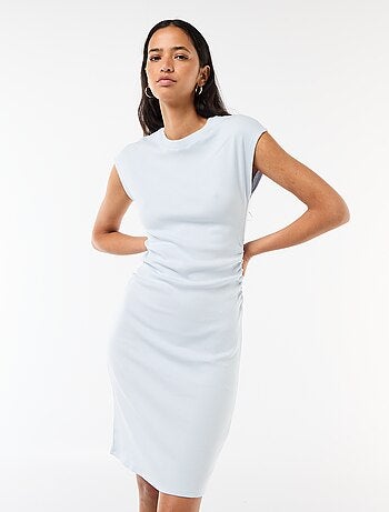 Robe courte sans manches en matière côtelée