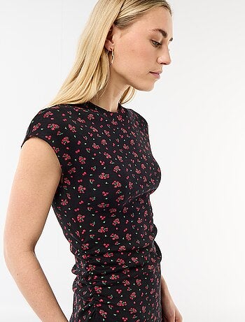 Robe courte sans manches en matière côtelée