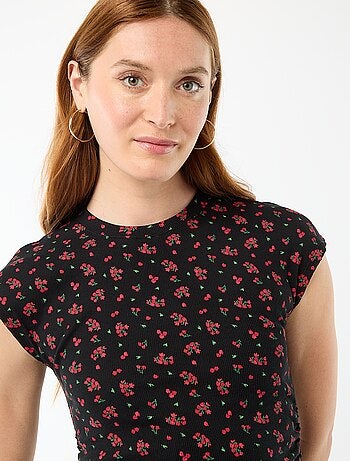 Robe courte sans manches en matière côtelée